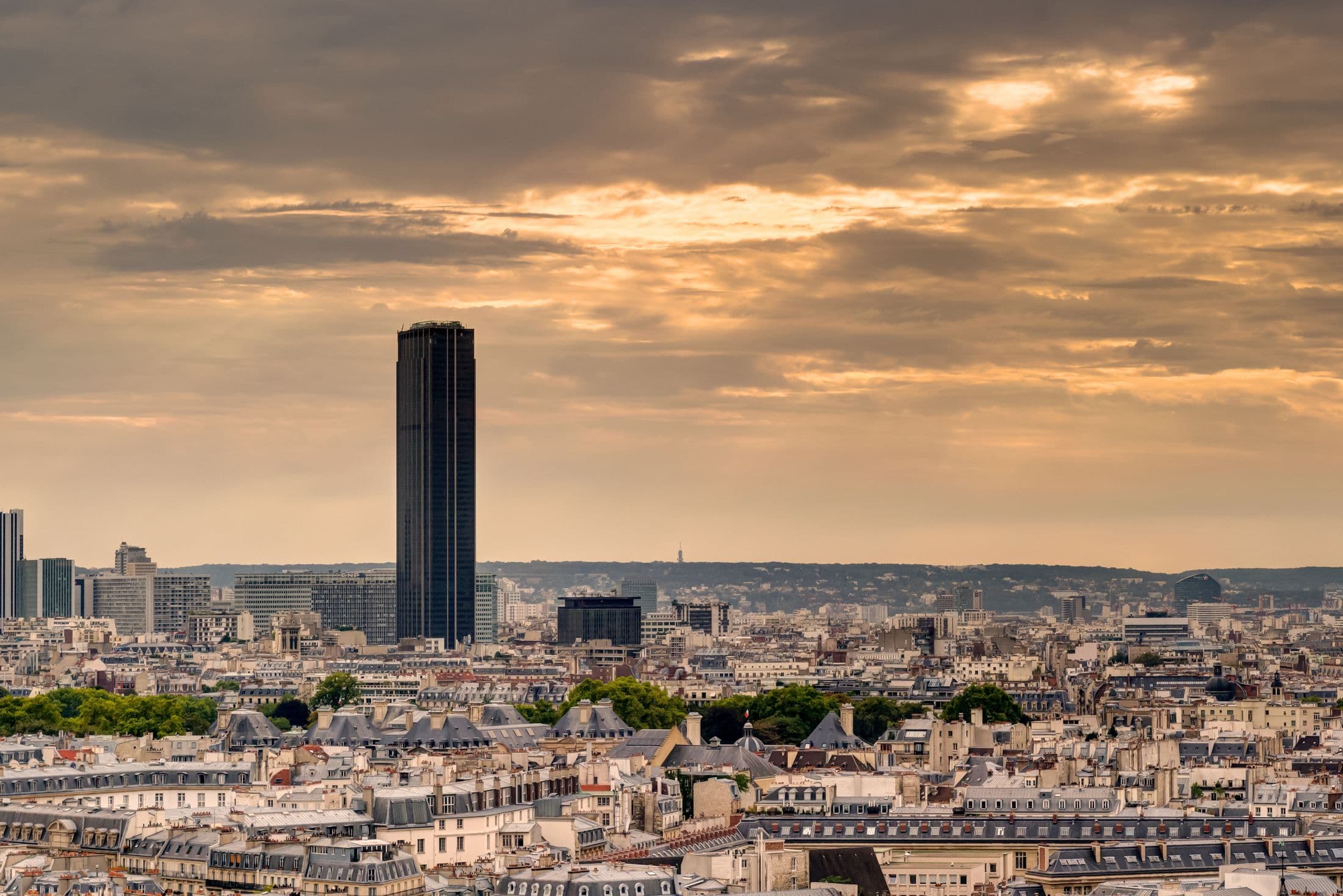 Territoire - vue urbaine au coucher du soleil